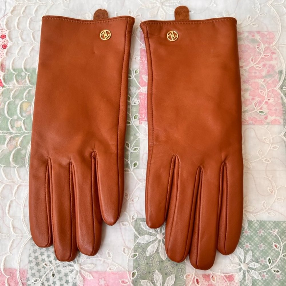 Leather Gloves Adrienne Vitadini Cashmere Lining